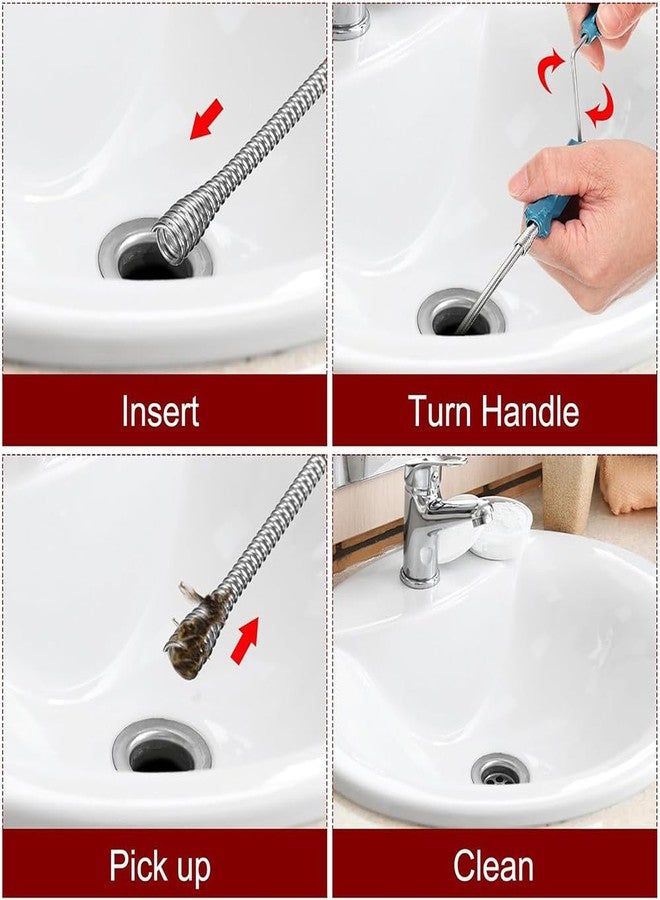 Fapiwen Drain Augers, 9.8ft Stainless Steel Flexible Plumbing Drain Auger, Manual Hair Drain Cleaner Tool, Clog Remover Tool for Kitchen Bathroom Toilet Bathtub Sewer Sink - Image 4
